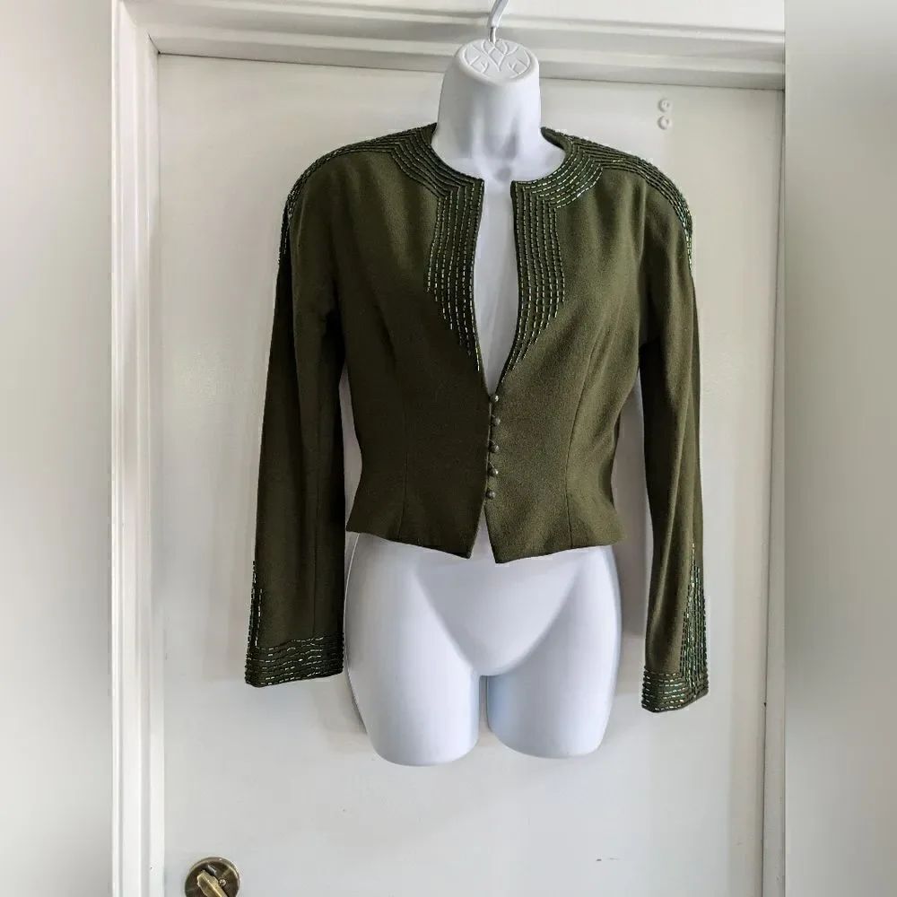 1970s Jonathan Hitchcock For Reuben Thomas Vintage Silk beaded military jacket